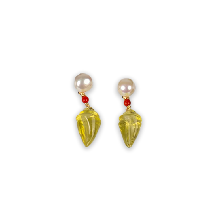 Lemon Quartz Shell Earrings