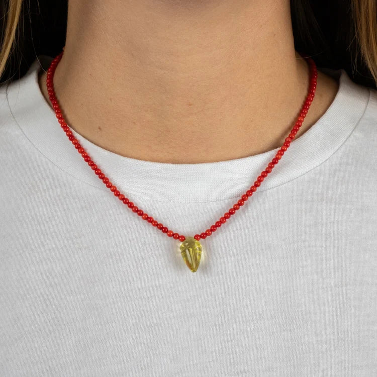 Lemon Quartz Shell Necklace