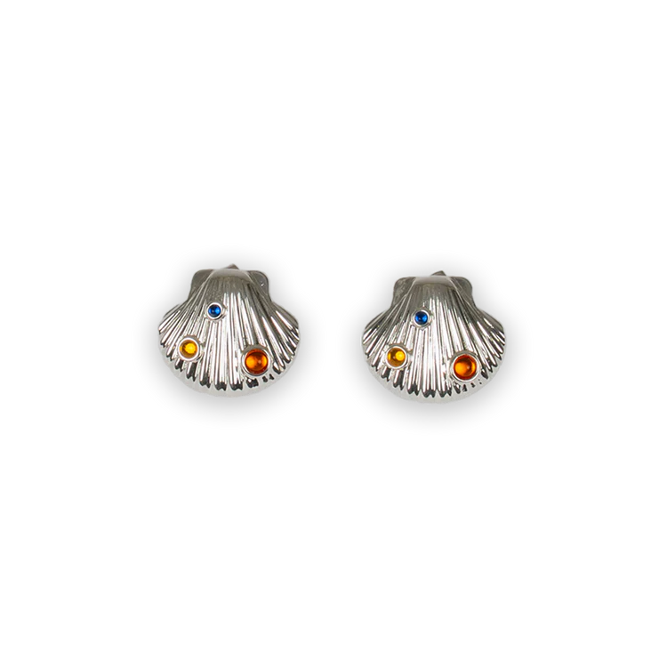 Silver Scallop Shell Stud Earrings